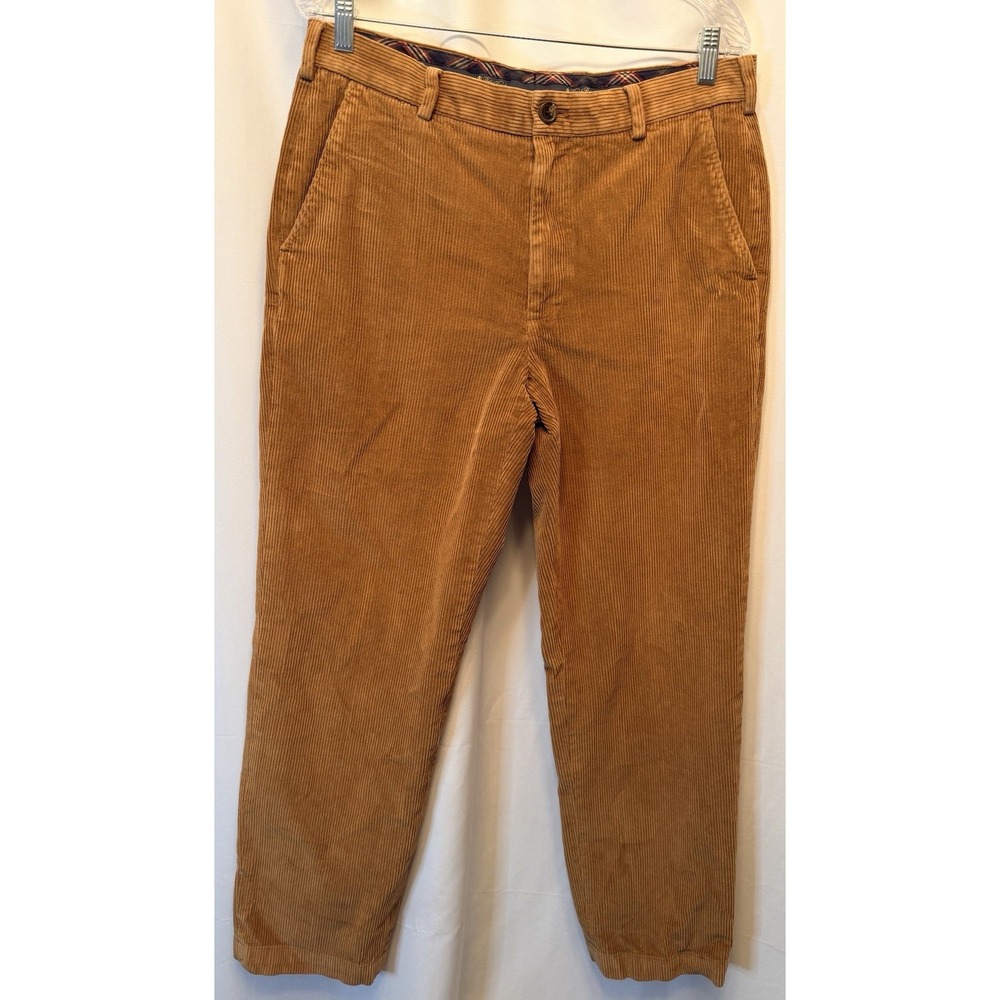 Brooks Brothers Men's 34x32 Clark Corduroy Pants Brown Camel Wide Wale Preppy